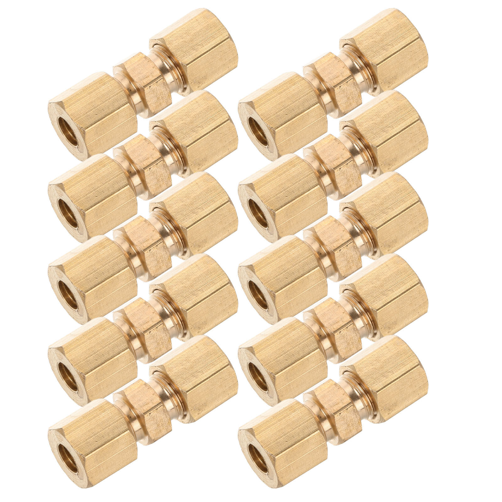 Compression Fitting Brass - 10個入り、真鍮製ブレーキライン接続継手、圧縮式、確実な接続、迅速な取り付け、様々なサイズに対応、自動車用。