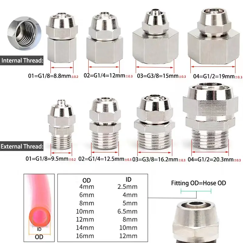 銅空気圧継手エア継手外径 4 6 8 10 12 ミリメート - Compression Fitting Brass のレビューと価格
